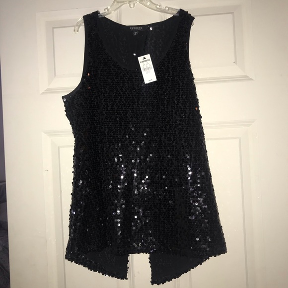 Express Tops - Ladies Express black sequin top